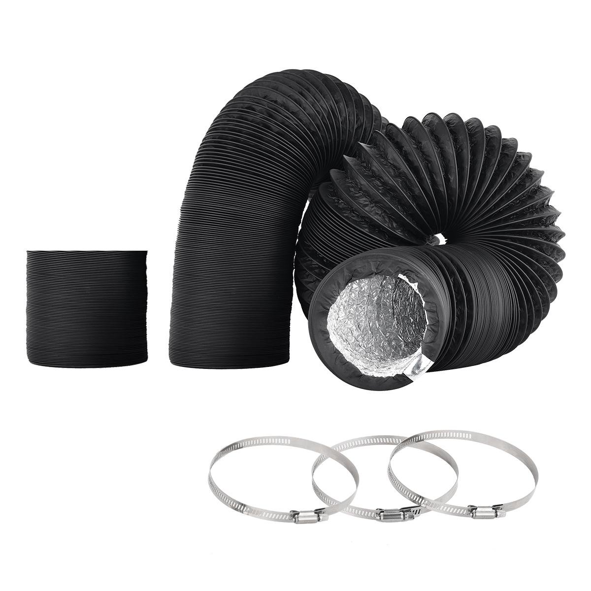 Flexibele aluminium luchtleiding van 4/6 inch, met extra stevige 4-laags bescherming, 25 voet lang, geschikt voor verwarming, koeling, ventilatie en afzuiging