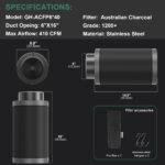6*16Inch Hydroponic Air Carbon Filter Australian Charcoal Odor Scrubber Reversible Flange Included - Afbeelding 6