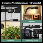 6 Inch Inline Duct Fan Ventilation Kit, 402 CFM Quiet EC Fan with LCD Speed Controller, Carbon Filter & Flexible Ducting for Grow Tent Hydroponics - Afbeelding 7